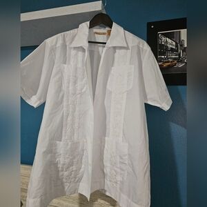 Havanera Co White Guayabera Shirt XL Cuban Resort Wedding Tropical